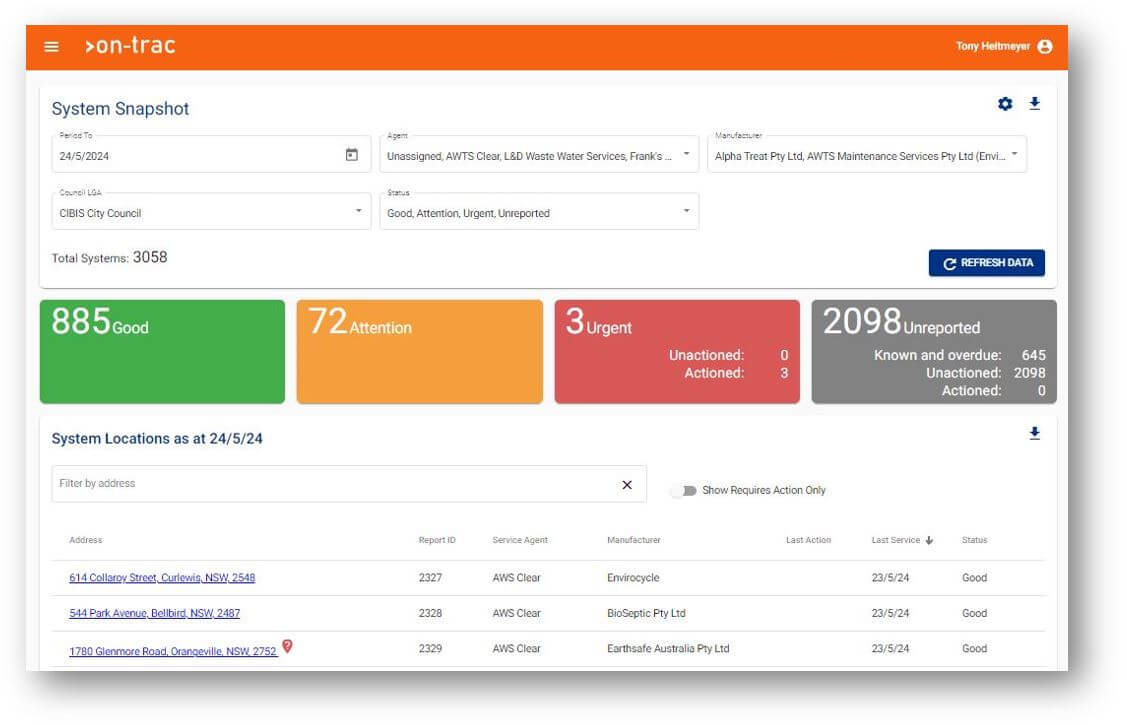 on-trac dashboard